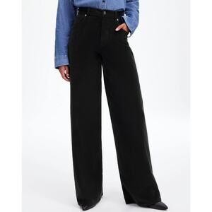 Madewell SuperWide-Leg Corduroy Pants WMNS 23 Black High Rise Stretchy Zip Fly